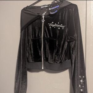 Rare DollsKill Black Velvet Sagittarius Crop Jacket